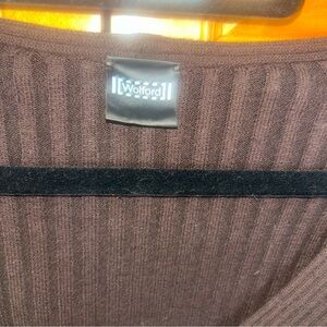 Wolford Brown Ribbed Knit V-Neck Pullover Sweater M Long Sleeve Women